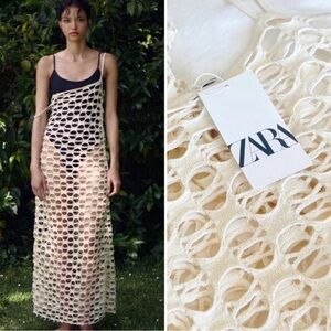 NWT Zara Swimwear Perforated Maxi Cover Up Dress Size Small